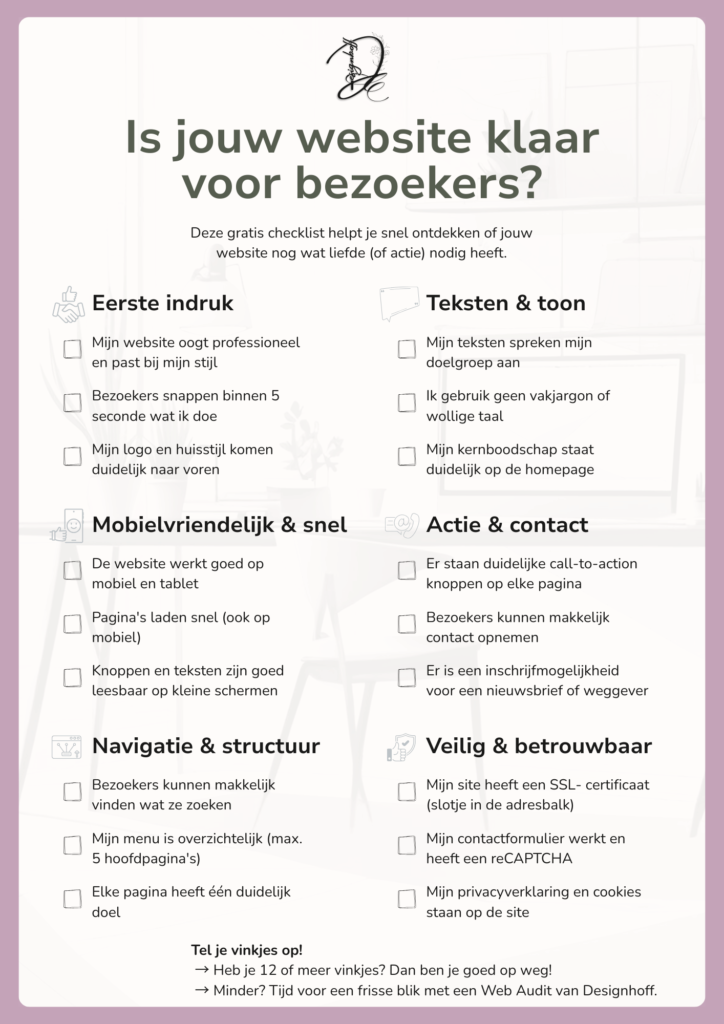 Gratis weggever - checklist Is jouw website echt klaar voor bezoekers - ©Designhoff